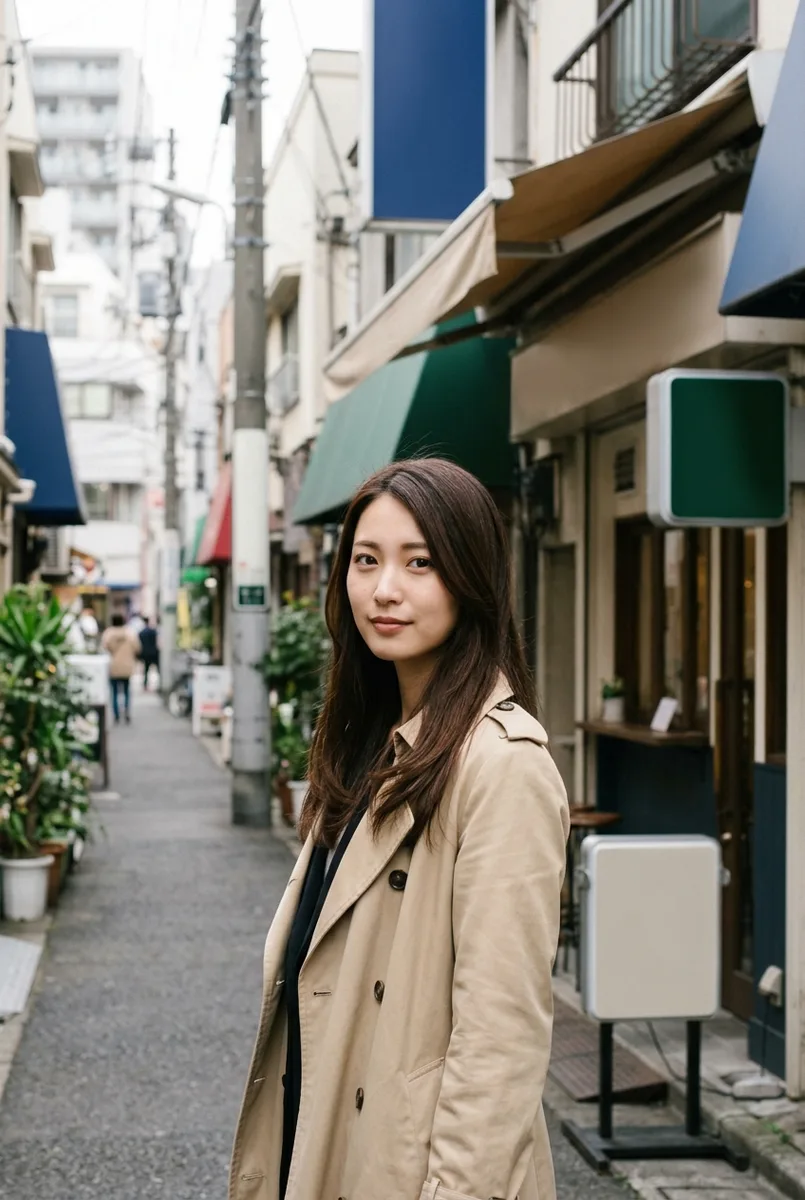 Geminiで看板を書き換えた:lined with blank shop signs, every signboard and awning is a plain solid-color panelの例(3枚目)