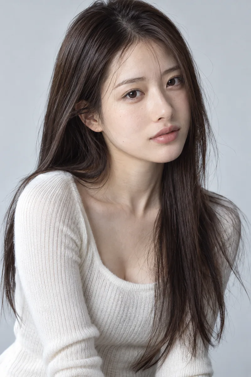 ChatGPTでベースに足した言葉:fresh bare skin with visible natural texture, natural unpainted lips, natural untouched eyebrowsの例(4枚目)