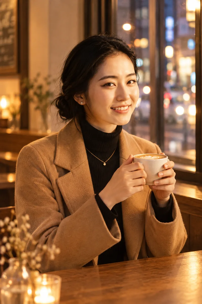 ChatGPTの作例（3枚目）：顔を保つ指示を先頭に：… and keep her face exactly the same, with the same face shape, eyes, nose and lips.