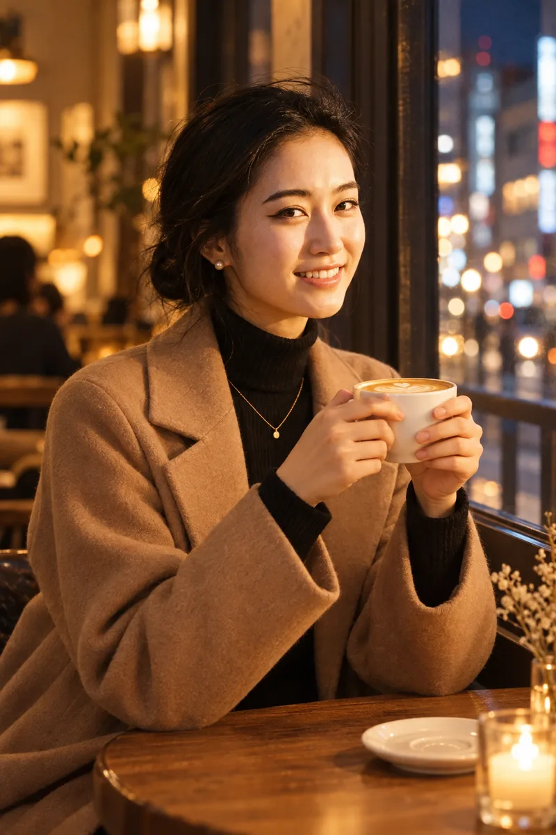 ChatGPTの作例（4枚目）：顔を保つ指示を先頭に：… and keep her face exactly the same, with the same face shape, eyes, nose and lips.