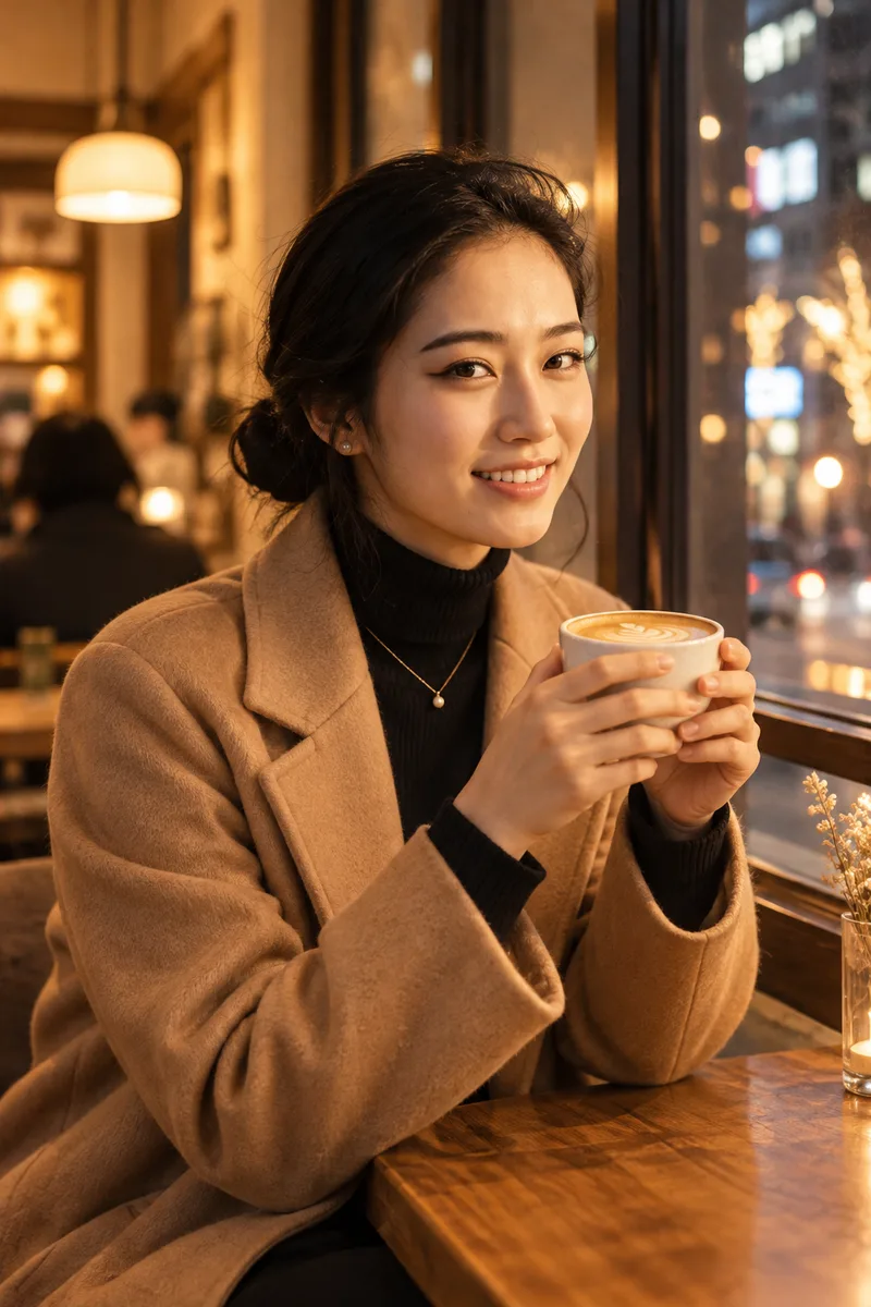 ChatGPTの作例（1枚目）：顔を保つ指示を書かなかった：Use the woman in the reference image. She is wearing …