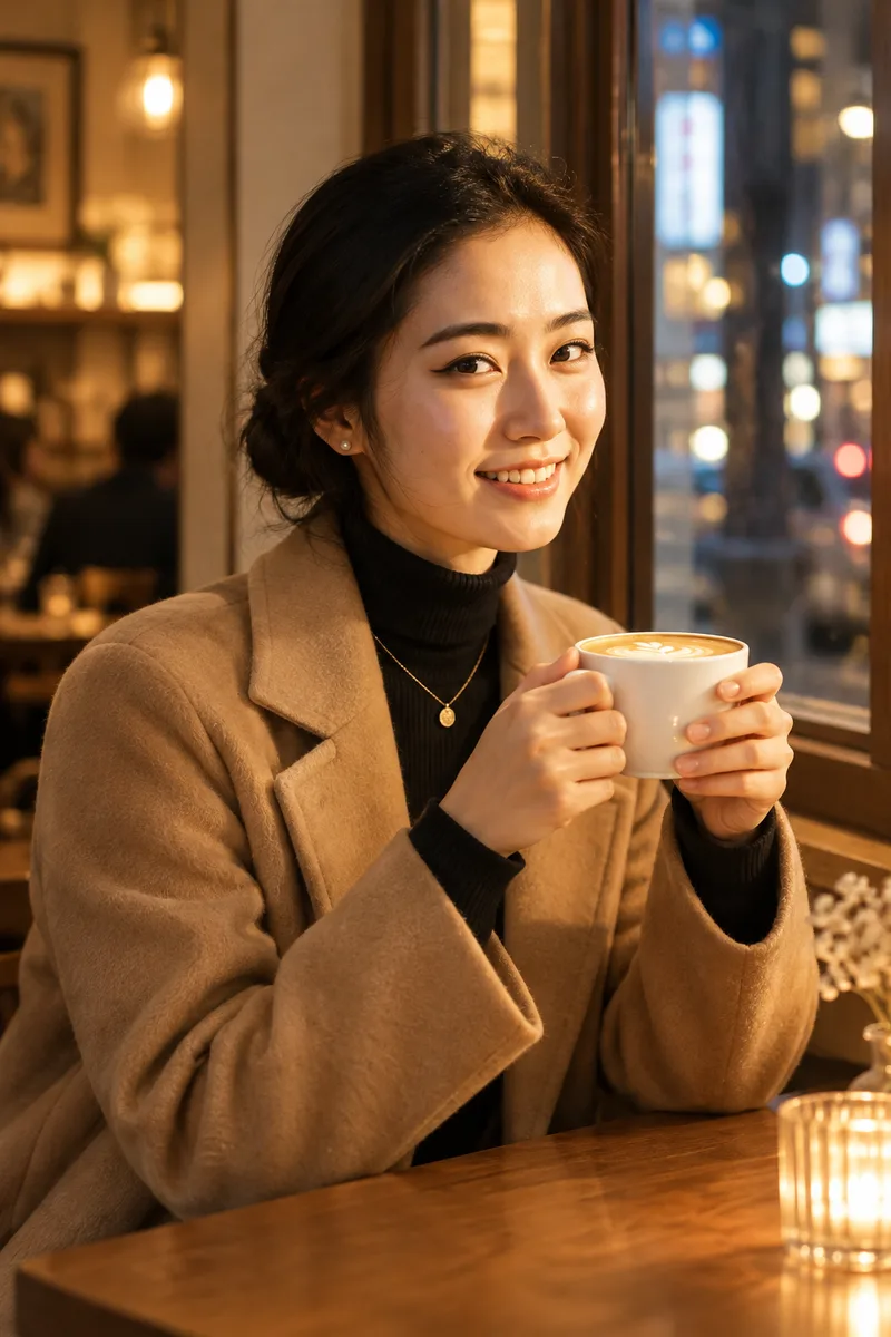 ChatGPTの作例（2枚目）：顔を保つ指示を書かなかった：Use the woman in the reference image. She is wearing …