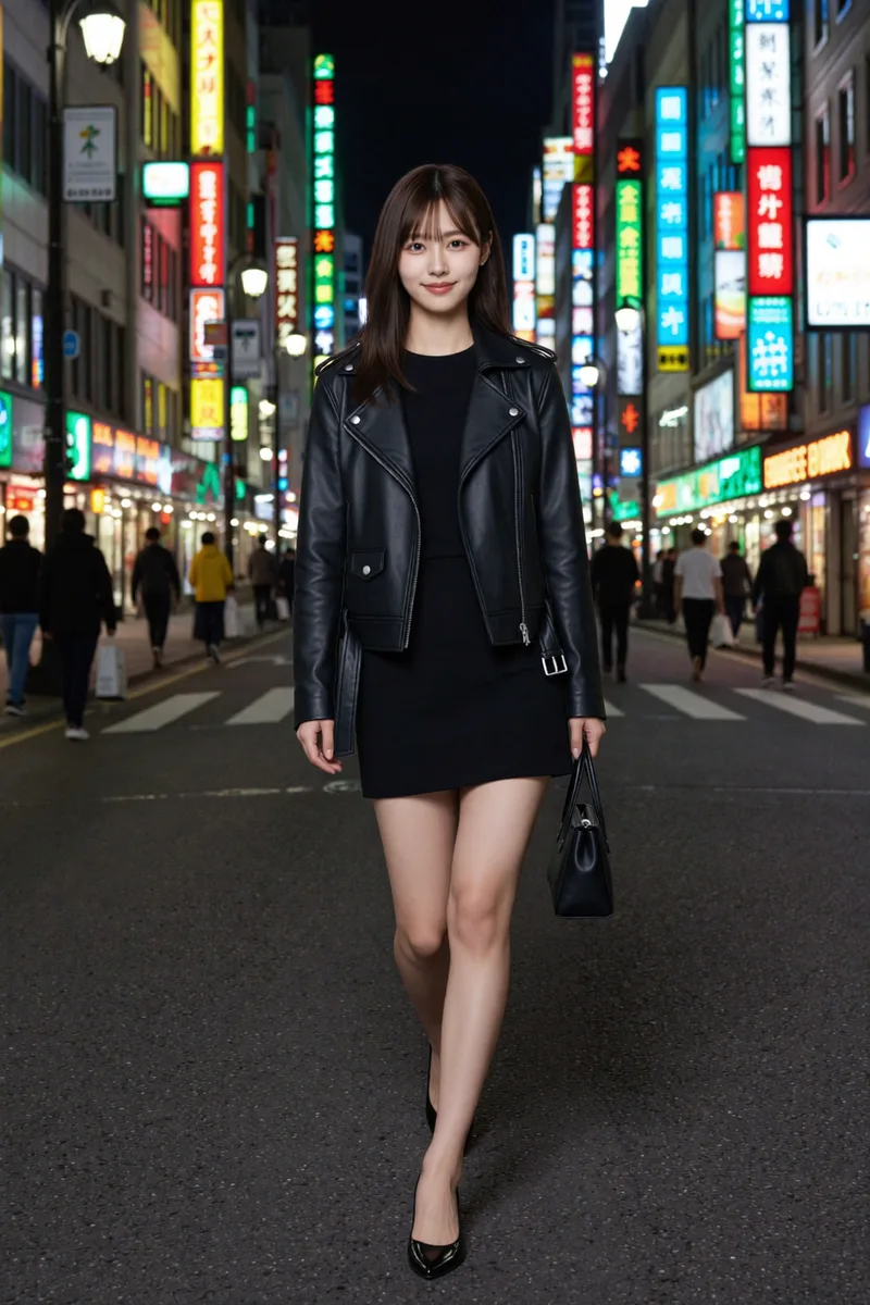 Soul IDで学習した人物をSoul 2.0の夜の渋谷で作った例（4枚目）