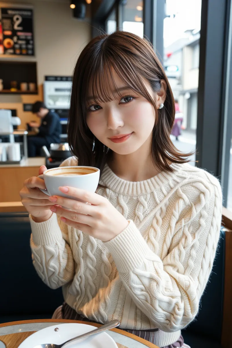 ComfyUIで説明文とシード値だけを使ってカフェで作った例（4枚目）