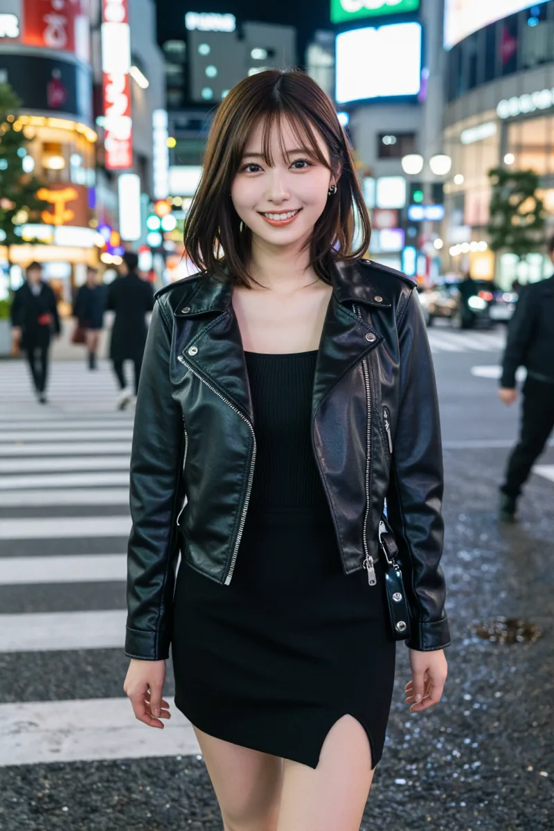 ComfyUIで説明文とシード値だけを使って夜の渋谷で作った例（2枚目）