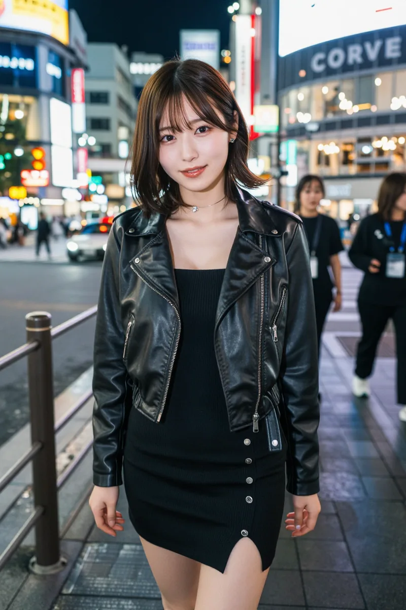 ComfyUIで説明文とシード値だけを使って夜の渋谷で作った例（3枚目）
