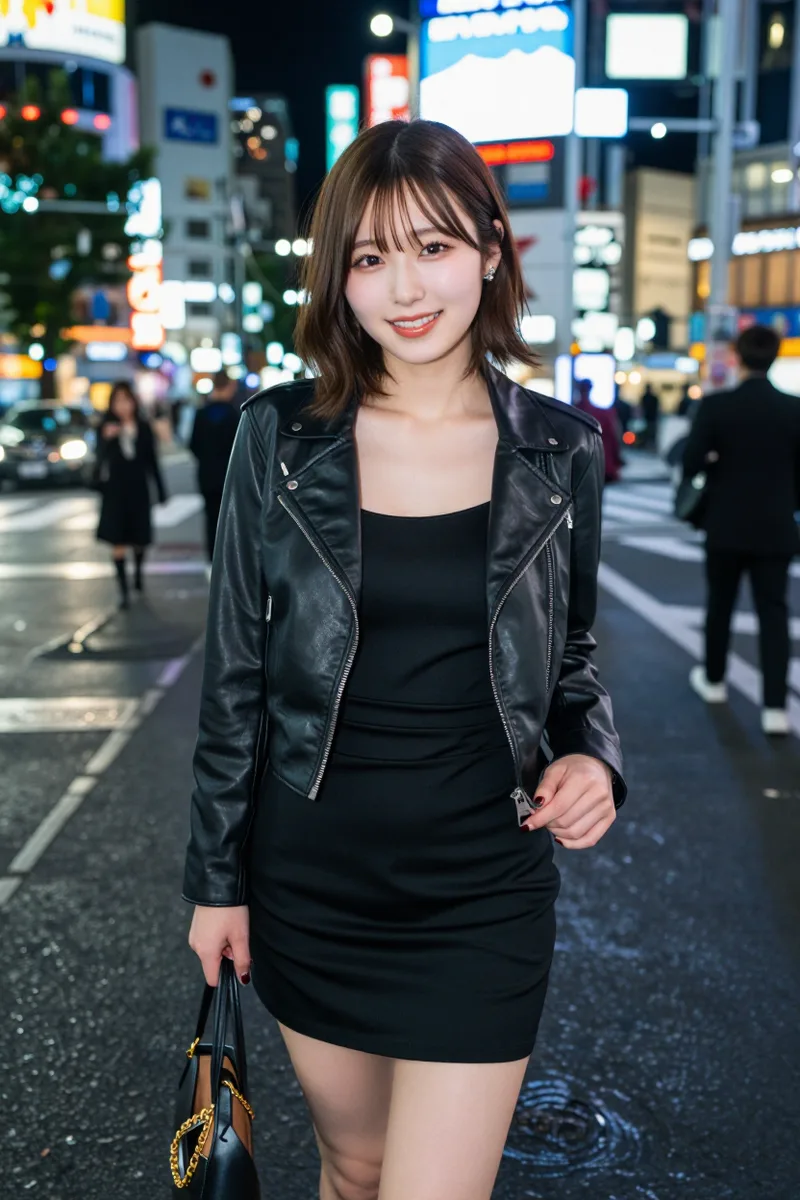 ComfyUIで説明文とシード値だけを使って夜の渋谷で作った例（4枚目）
